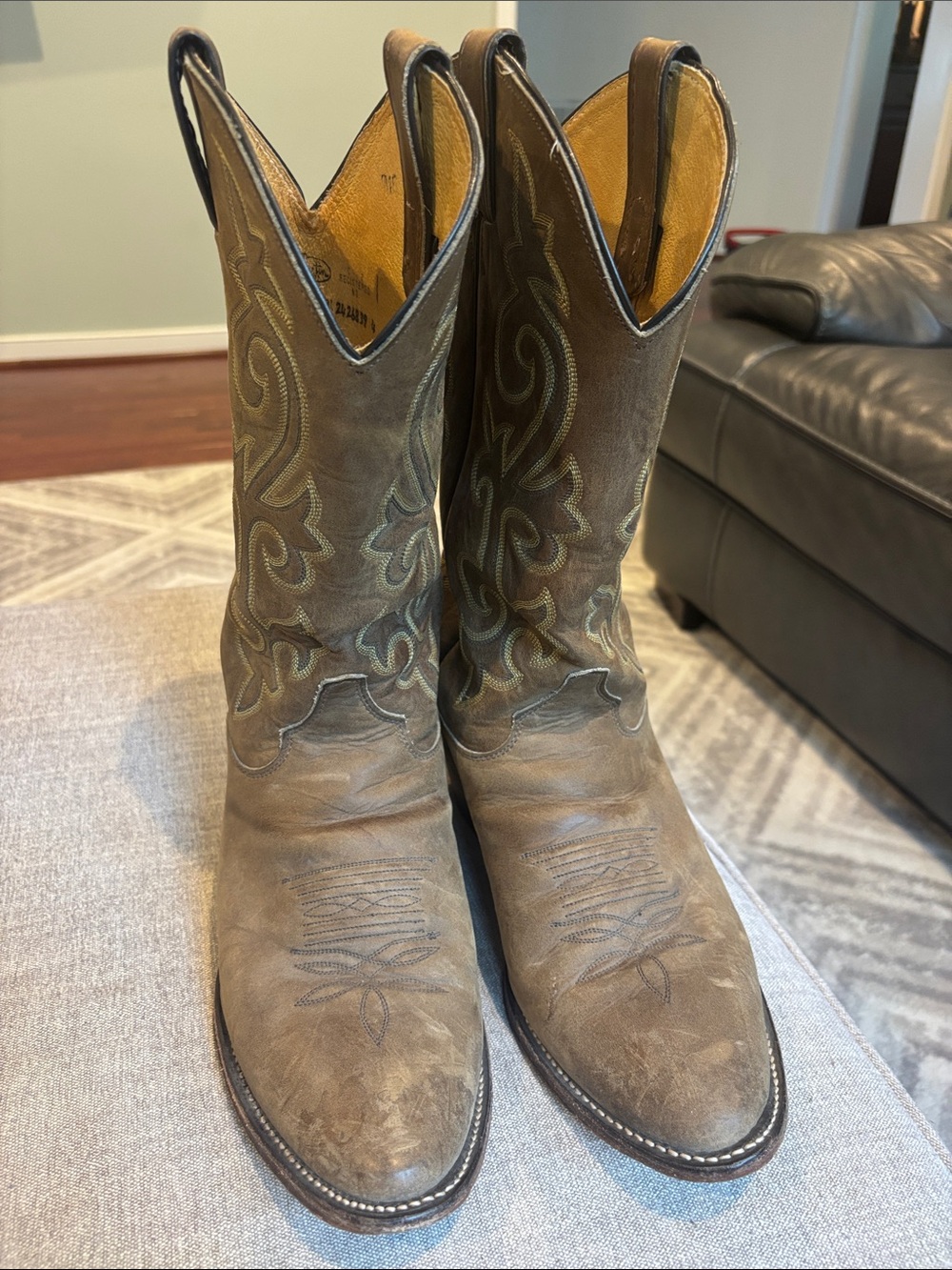 Extra Wide Justin vintage Leather Cowboy western Boots #2253 11 EEE made USA
